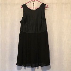 Short black dress - leather & sheer